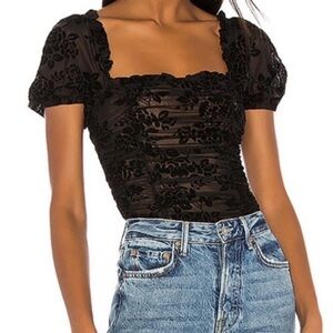 MAJORELLE Black Floral Bodysuit